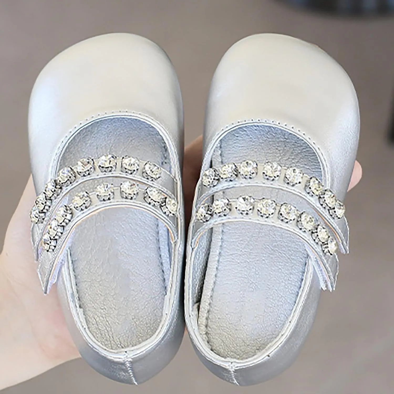 Baby Girls Mary Jane Dress Shoes Pearl Toddler Little Kid Patent Leather Flats for Wedding Party School