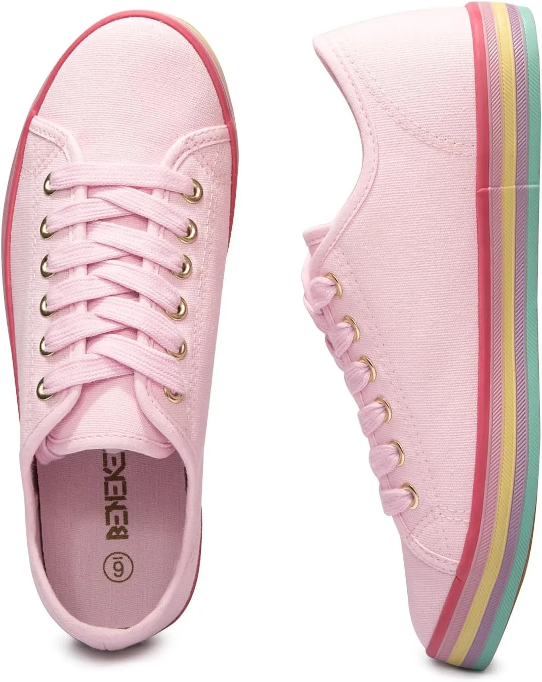 BENEKER Women's Low Top Canvas Shoes Lace up Fashion Sneakers Casual Comfort Walking Shoes