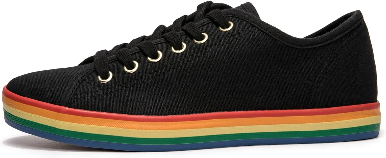 BENEKER Women's Low Top Canvas Shoes Lace up Fashion Sneakers Casual Comfort Walking Shoes