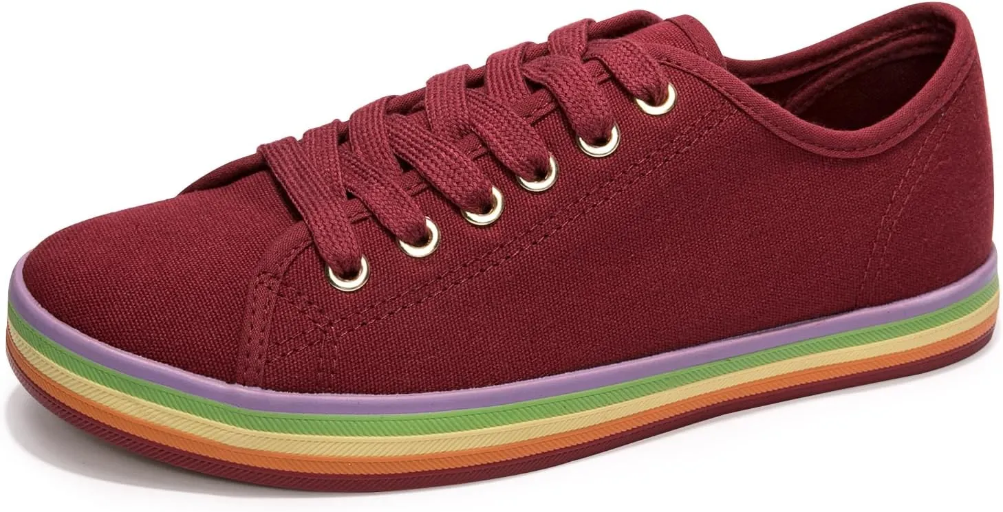 BENEKER Women's Low Top Canvas Shoes Lace up Fashion Sneakers Casual Comfort Walking Shoes