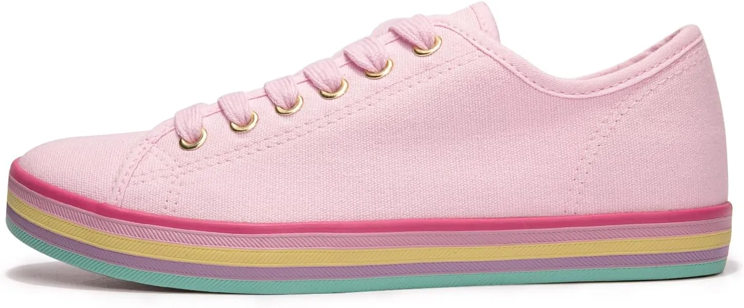 BENEKER Women's Low Top Canvas Shoes Lace up Fashion Sneakers Casual Comfort Walking Shoes