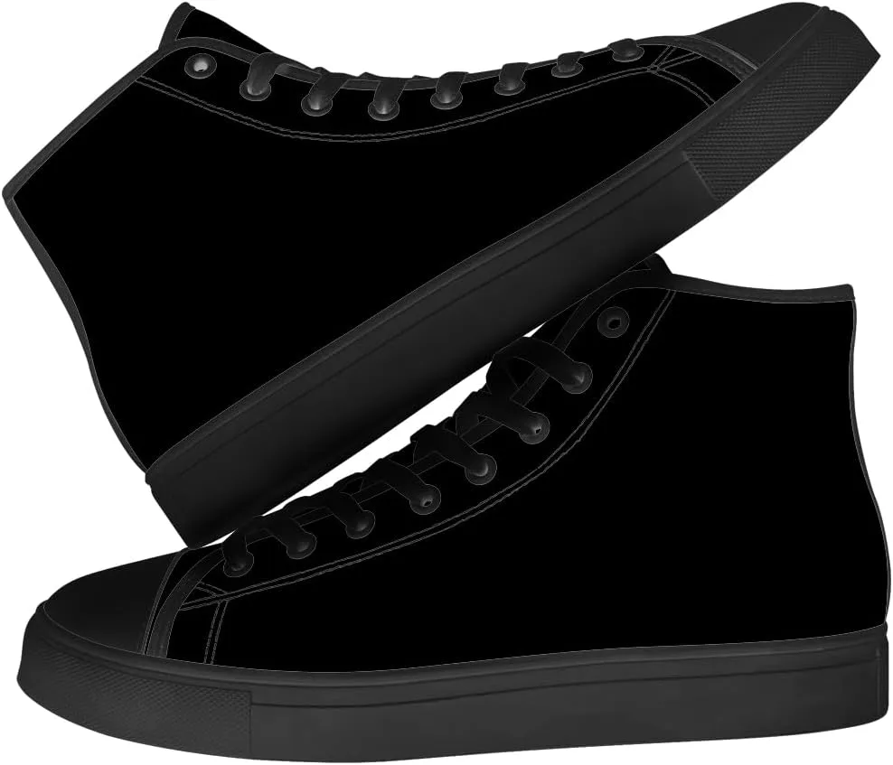 Black High Top Canvas Shoes High Top Sneakers Lace Up Casual Shoes Gifts for Men Women