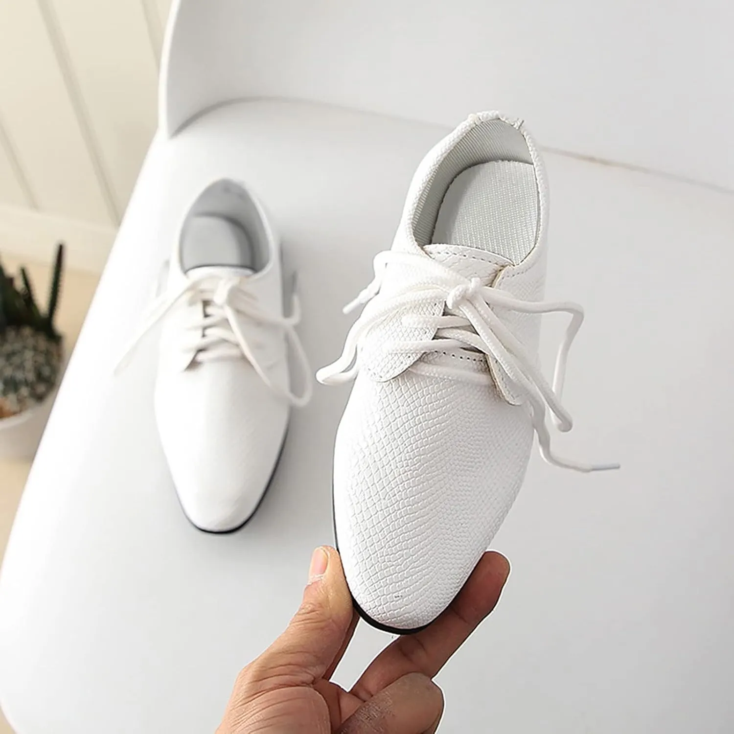 Boys Derb𝐲 Leather Formal Dress Shoes Pointed Toe Oxford Lace Up Wedding Party Performance Prom Footwear for Baby