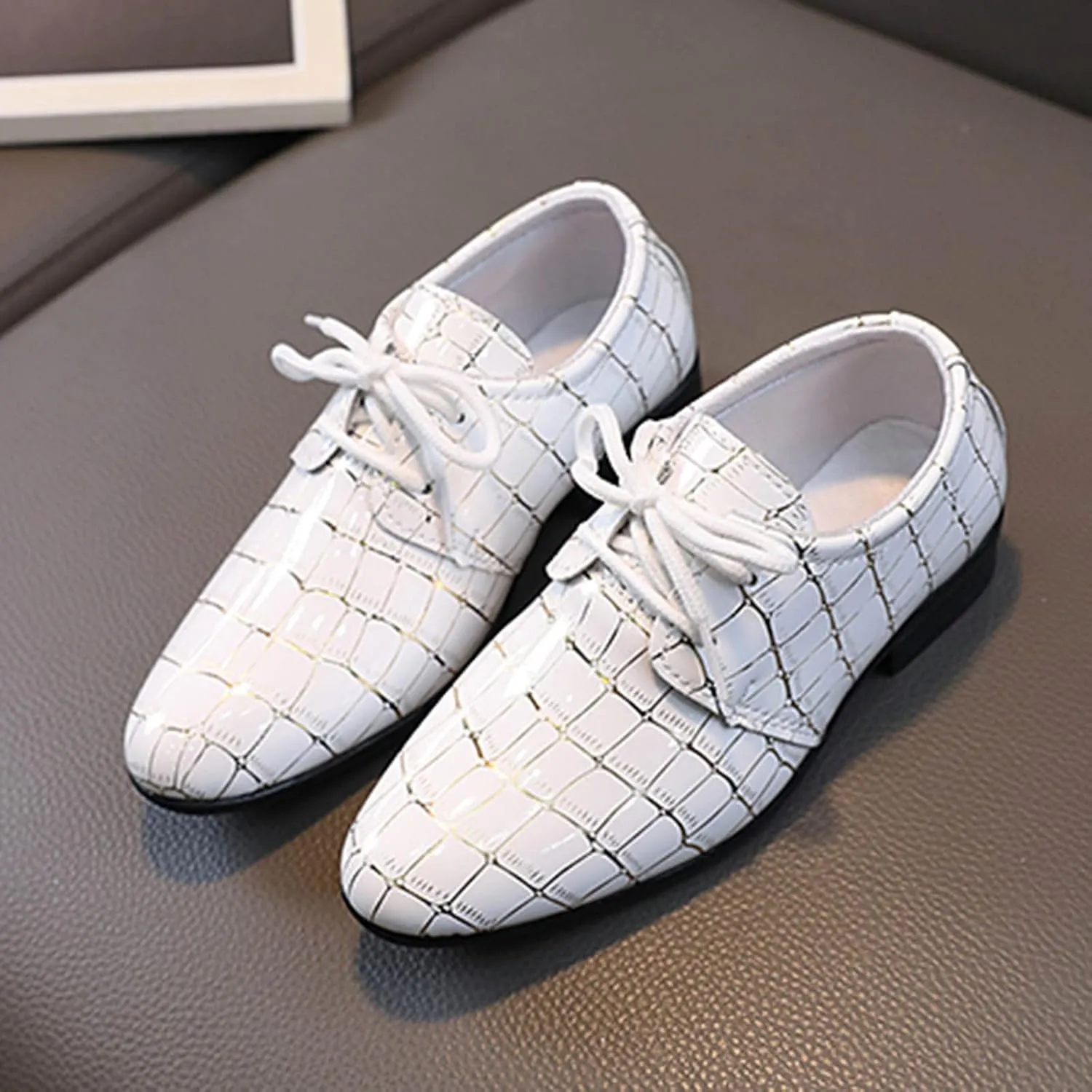 Boys Pointed Toe Dress Shoes Boy’s Dress Oxford Formal Shoes Toddler Lace Up Loafer Wedding Shoes Leather Shoes