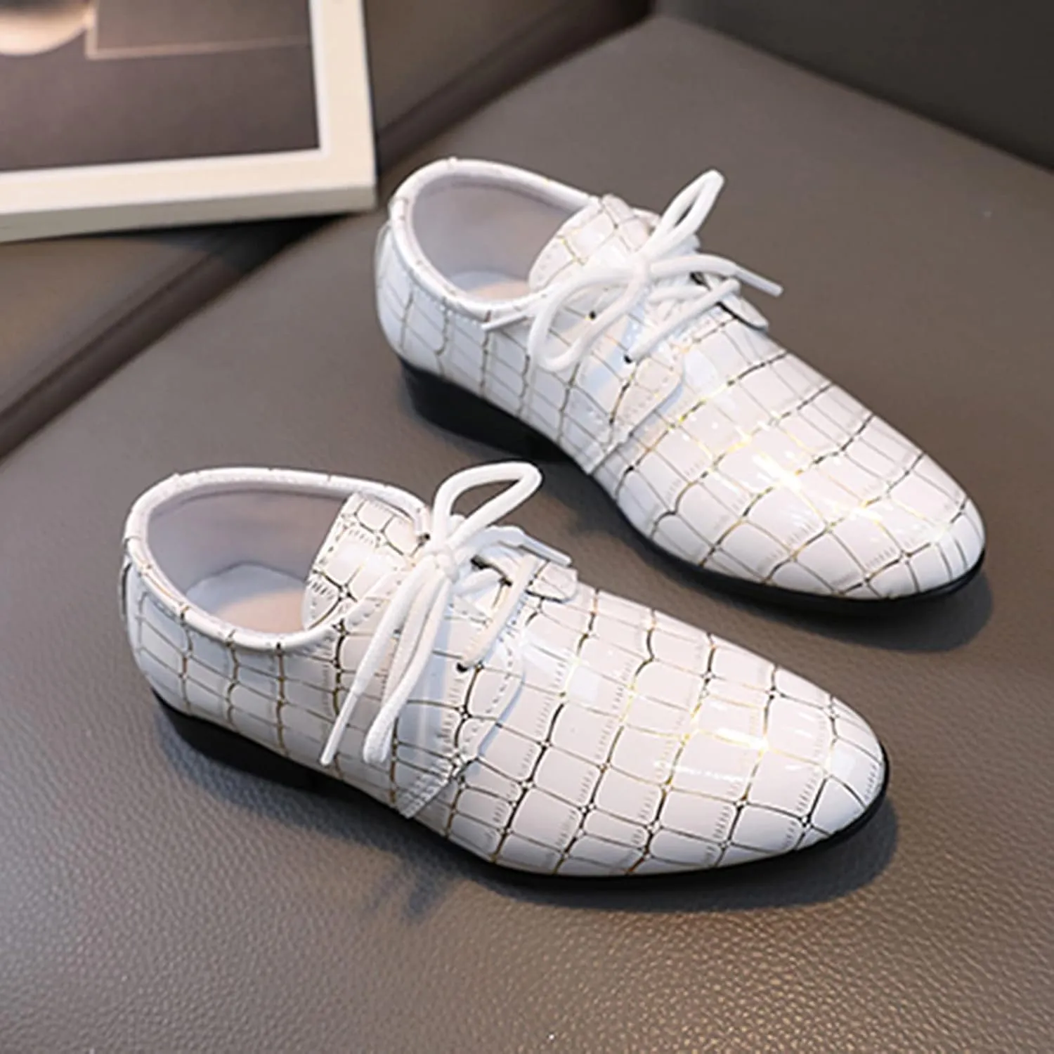 Boys Pointed Toe Dress Shoes Boy’s Dress Oxford Formal Shoes Toddler Lace Up Loafer Wedding Shoes Leather Shoes