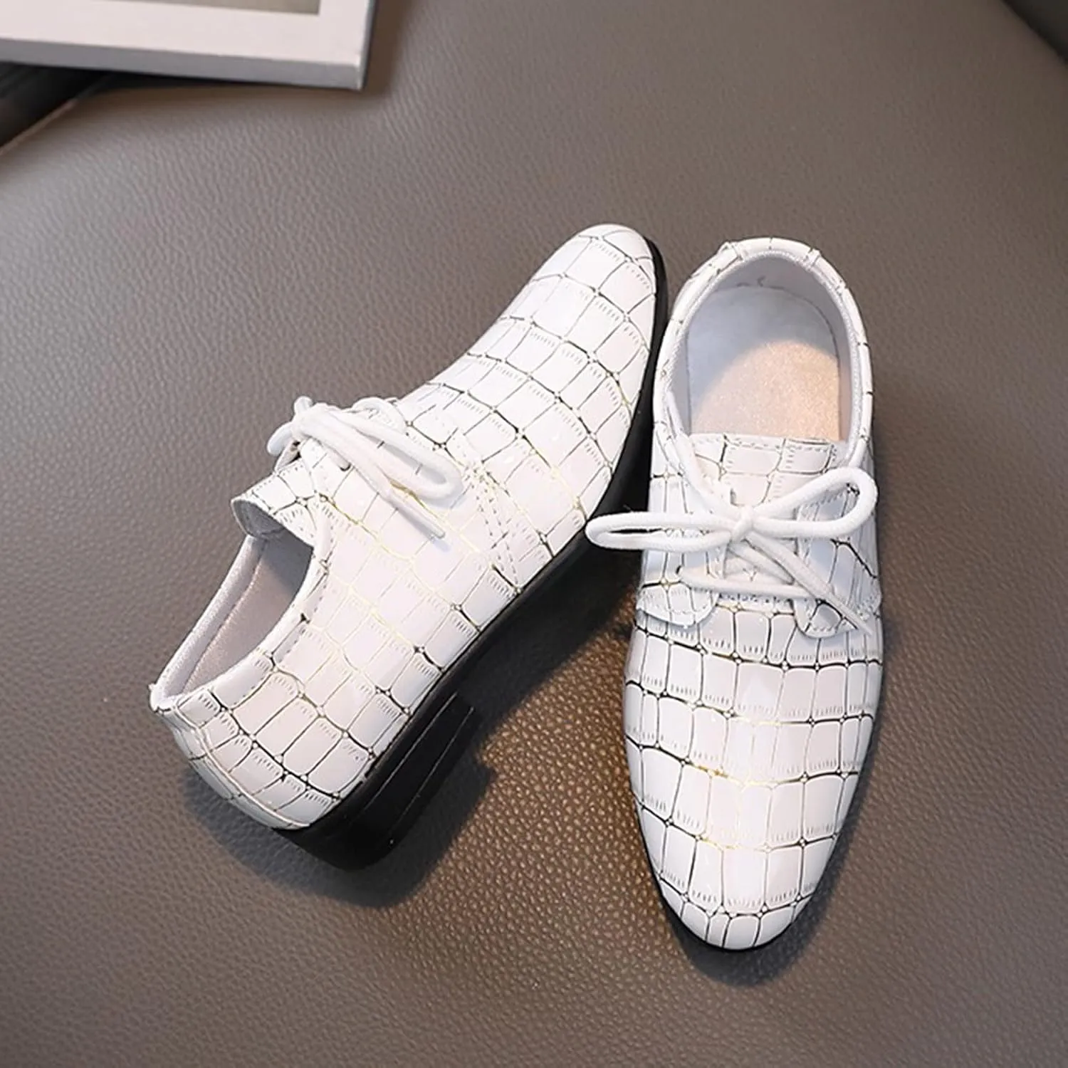 Boys Pointed Toe Dress Shoes Boy’s Dress Oxford Formal Shoes Toddler Lace Up Loafer Wedding Shoes Leather Shoes