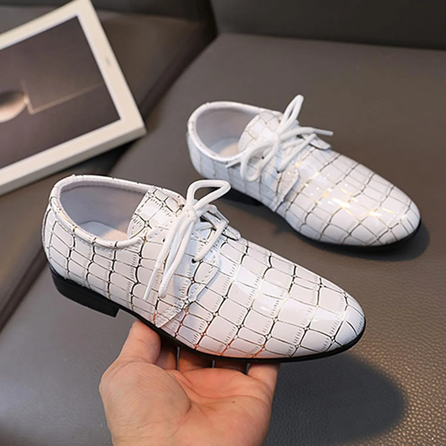 Boys Pointed Toe Dress Shoes Boy’s Dress Oxford Formal Shoes Toddler Lace Up Loafer Wedding Shoes Leather Shoes
