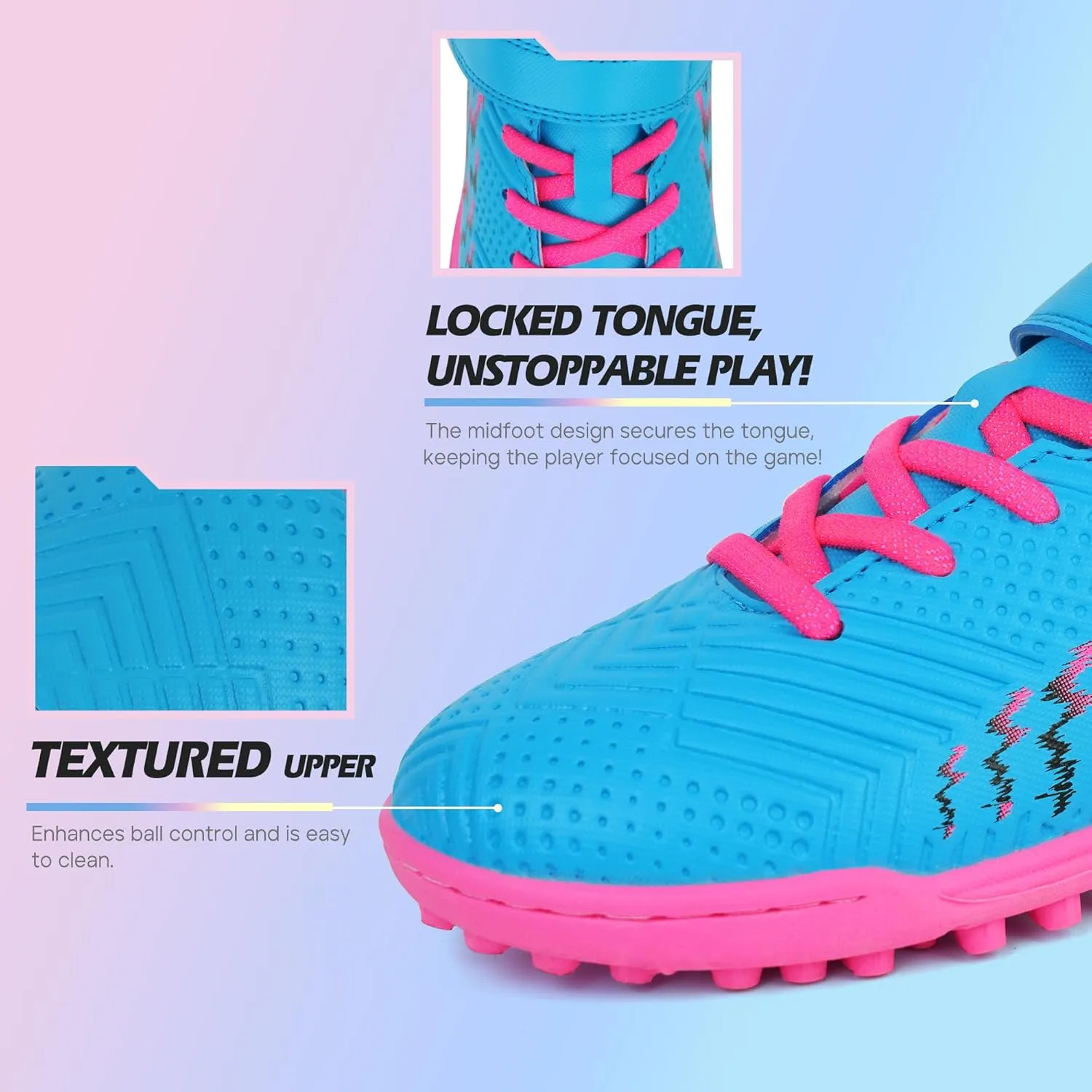 brooman Kids Turf Soccer Shoes Girls Boys Indoor Soccer Shoes