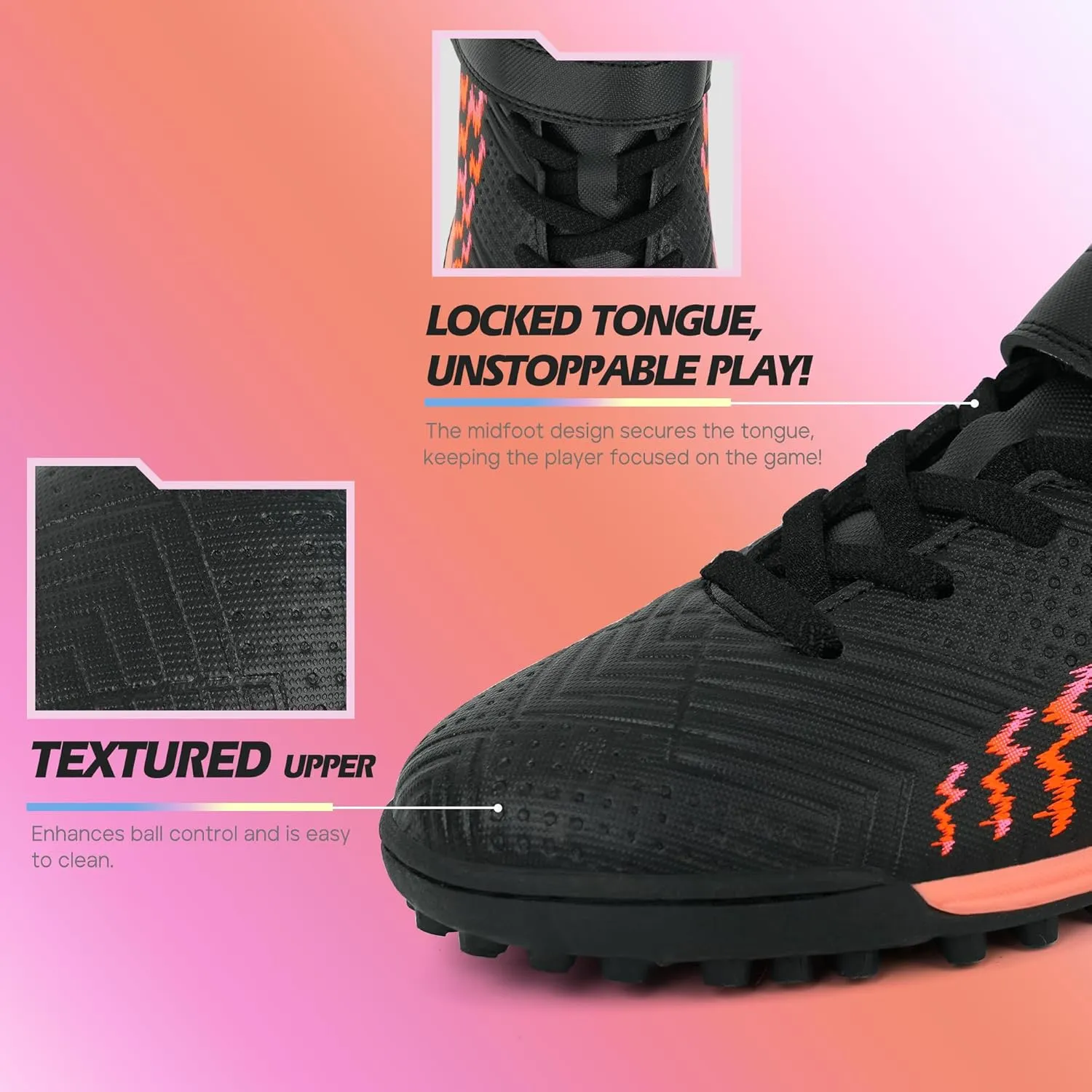 brooman Kids Turf Soccer Shoes Girls Boys Indoor Soccer Shoes