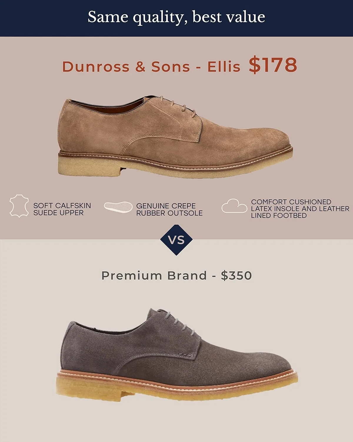 Dunross & Sons Premium Lace-Up Dress Shoes with a Breathable Naturally Leather Lining and Durable Non-Slip Rubber Sole