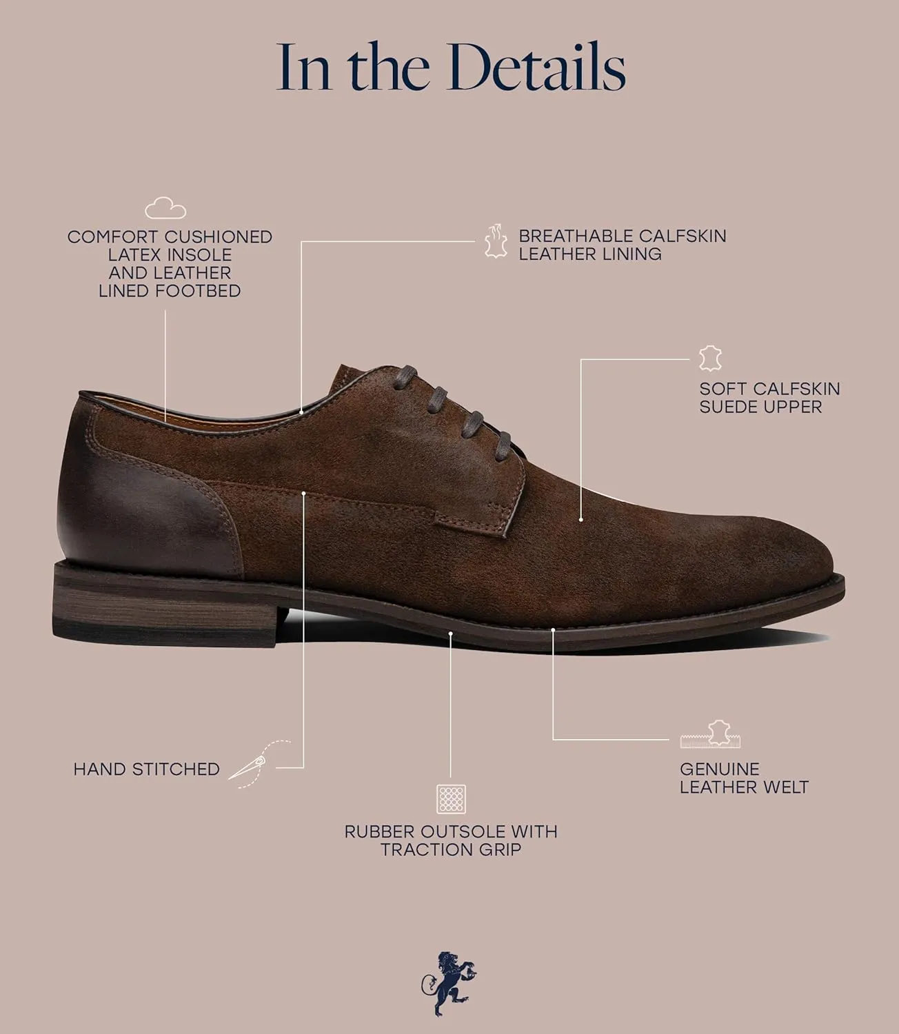 Dunross & Sons Premium Lace-Up Dress Shoes with a Breathable Naturally Leather Lining and Durable Non-Slip Rubber Sole