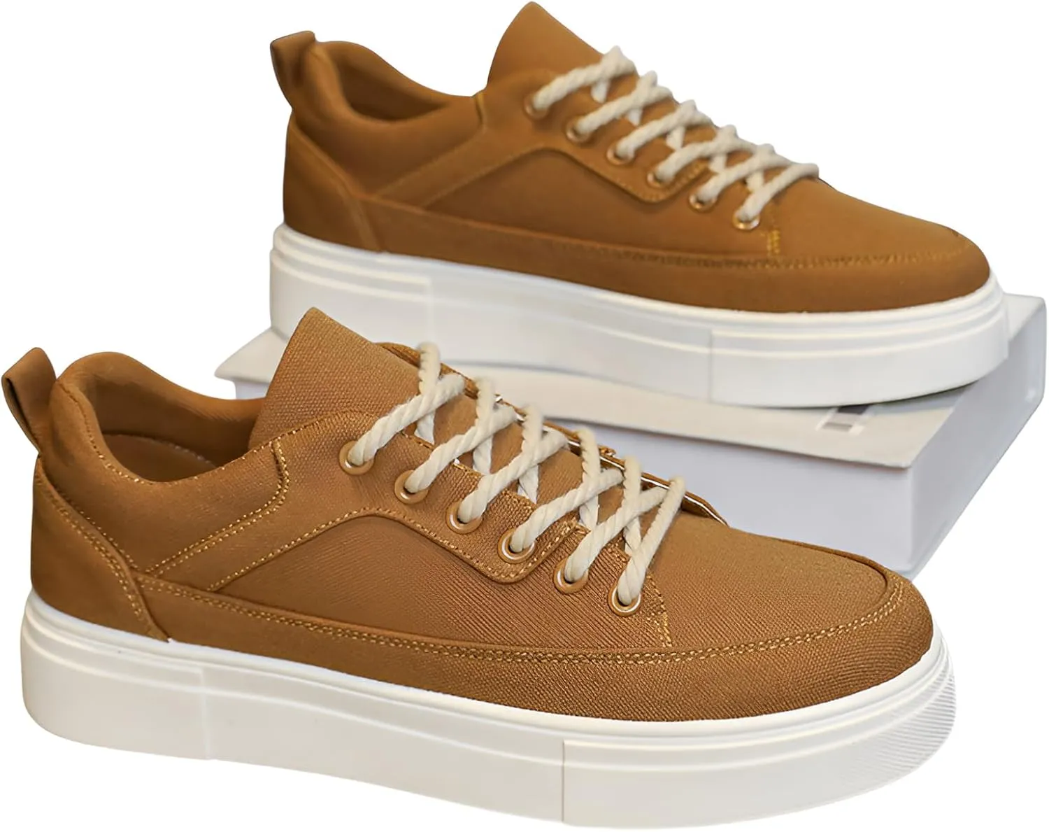 Ellniges]Stylish 【Thick-Soled Canvas Shoes】 for Men - Summer Breathable Casual Sneakers, Retro Trendy Skate Shoes, Perfect for Students and Everyday Wear