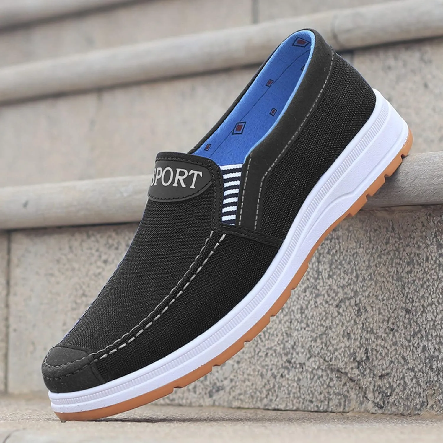 Fashion All Season Men Casual Shoes Flat Round Toe Non Slip Cloth Upper Comfortable Mens Casual Shoes