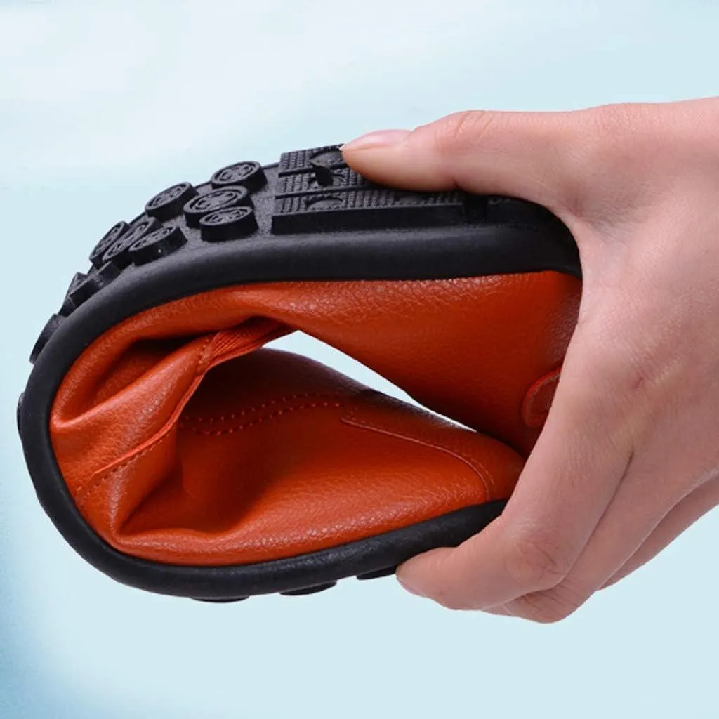Fashion Men Leather Casual Slip-On Breathable Driving Boat Shoes Dress Men's Running Shoes