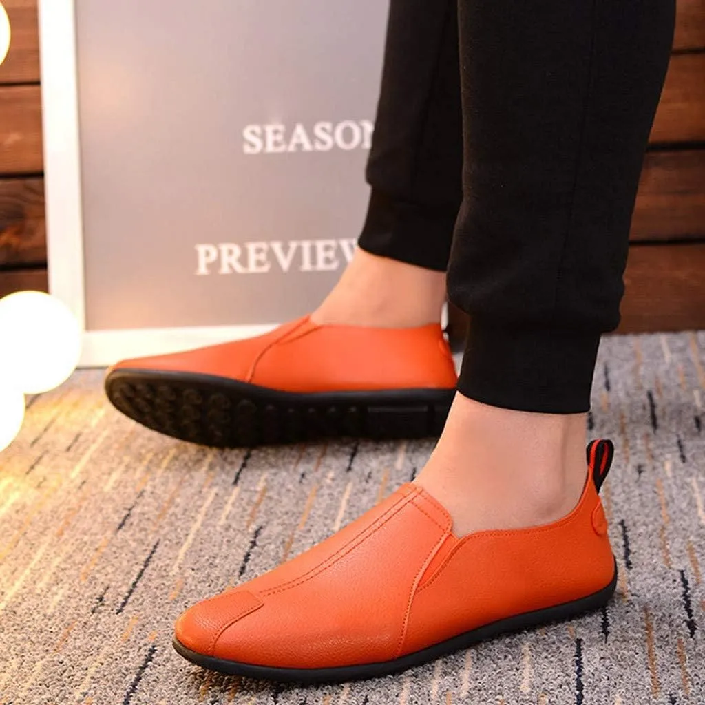 Fashion Men Leather Casual Slip-On Breathable Driving Boat Shoes Dress Men's Running Shoes