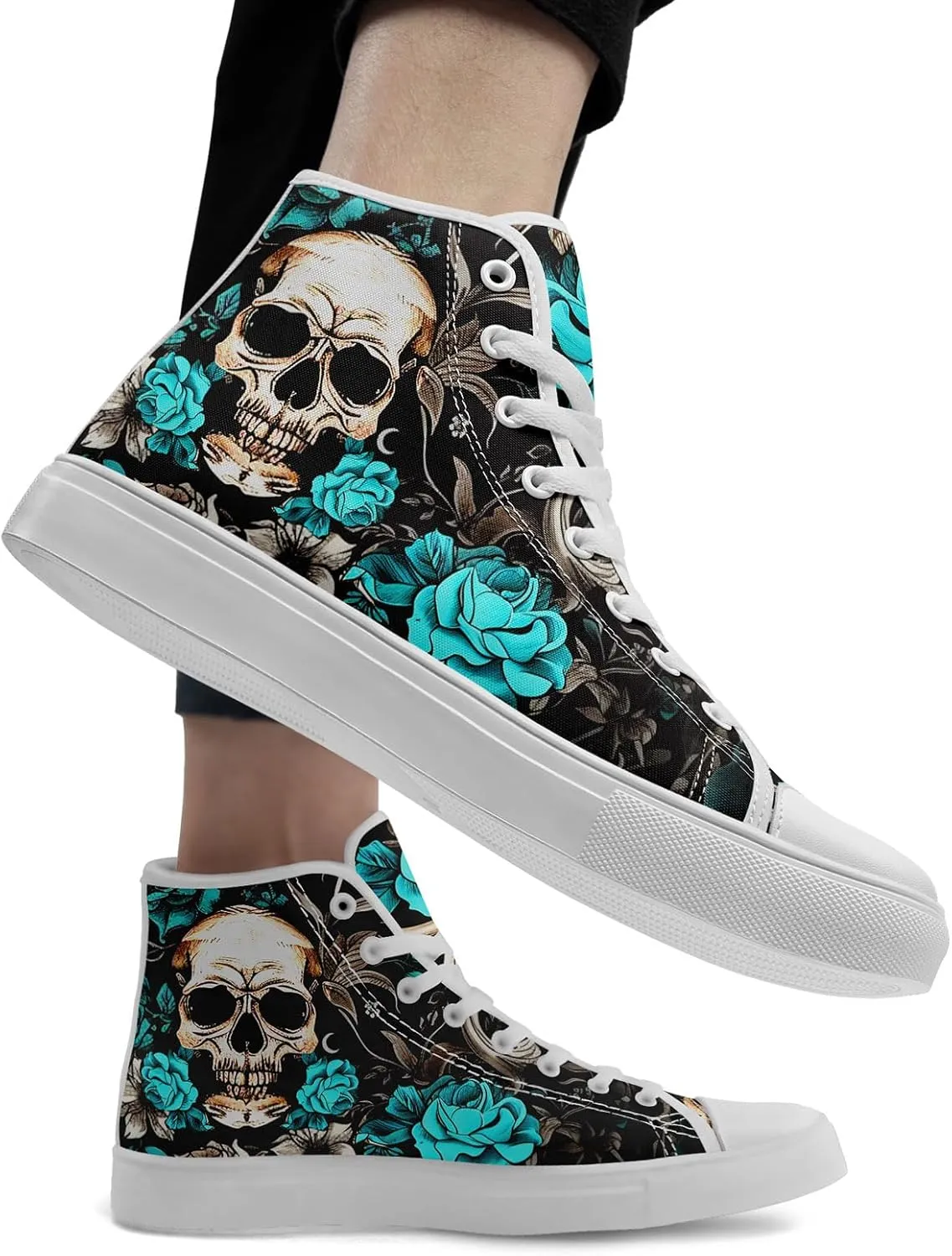 Fashion Skull High-Top Canvas Shoes for Men Women -Unique Vibrant High Top Sneakers Comfortable Casual Shoes