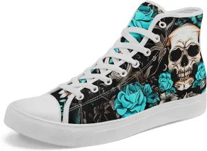 Fashion Skull High-Top Canvas Shoes for Men Women -Unique Vibrant High Top Sneakers Comfortable Casual Shoes