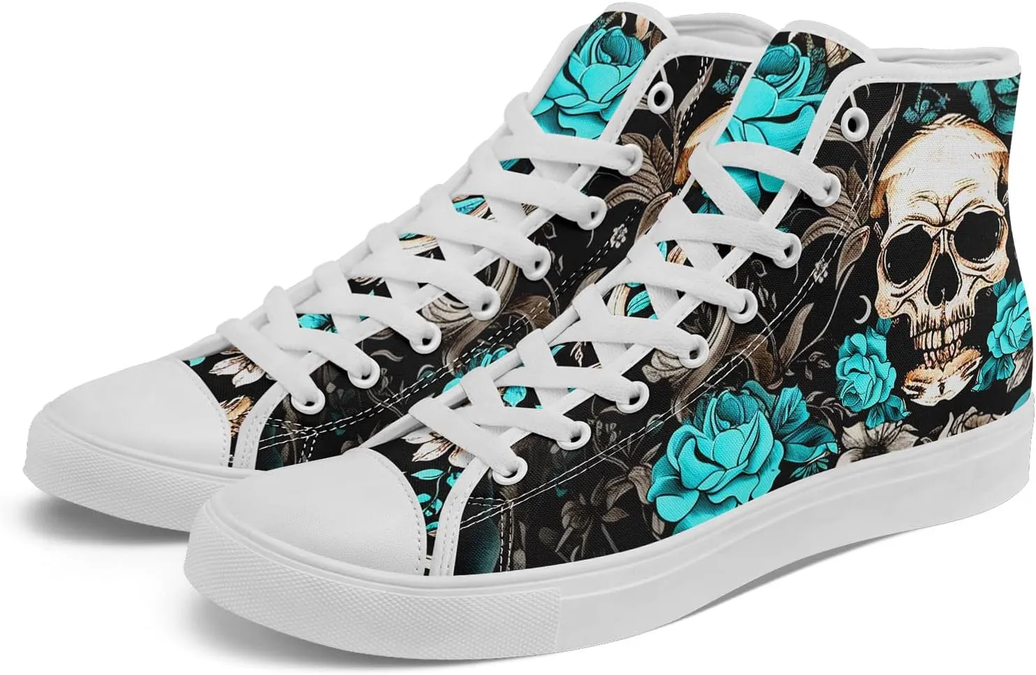 Fashion Skull High-Top Canvas Shoes for Men Women -Unique Vibrant High Top Sneakers Comfortable Casual Shoes