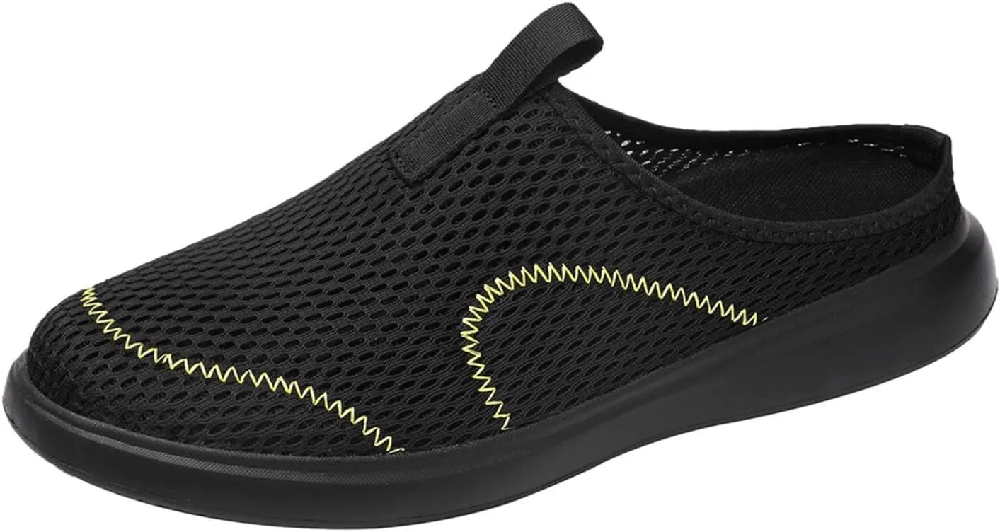 Fashion Summer Men Breathable Mesh Shallow Mouth Slip On Lightweight Casual Shoes Tops Mens Sneaker (Black, 10)