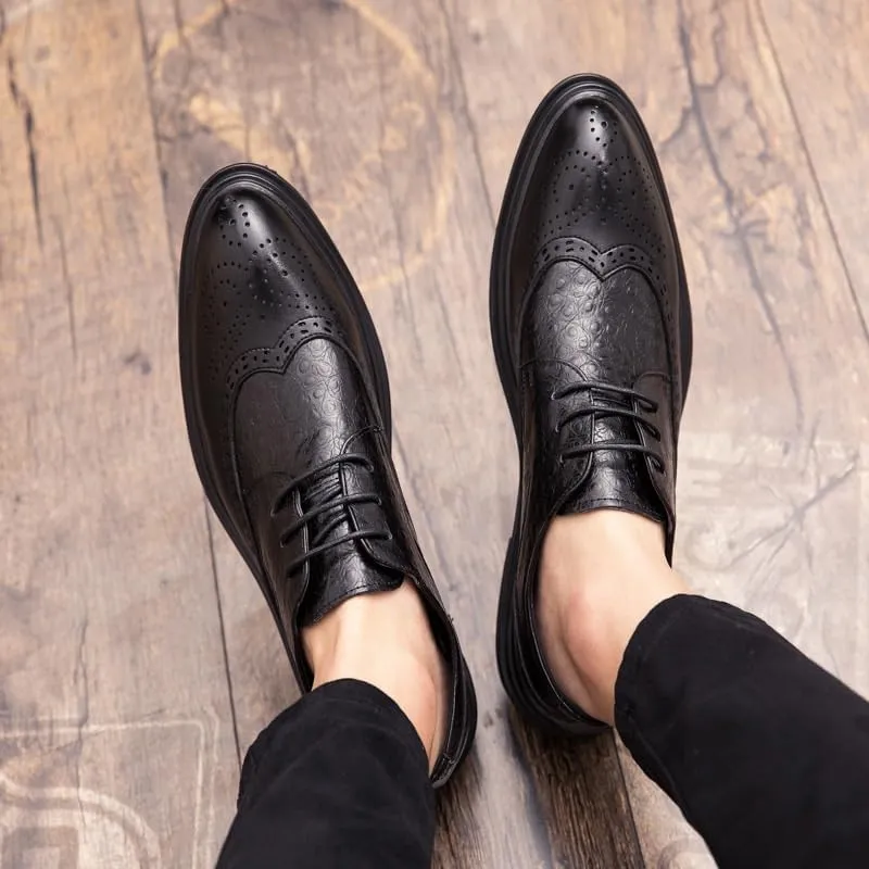 Fashionable Platform Brogue Oxford Shoes Classic Business Dress Men Shoes Modern Breathable Non-Slip Comfortable Walking