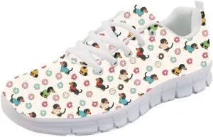 Forchrinse Hawaiian Hibiscus Leaves Lightweight Running Shoes Non Slip Soft Walking Shoes Casual Athletic Shoes