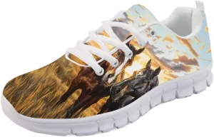Forchrinse Hawaiian Hibiscus Leaves Lightweight Running Shoes Non Slip Soft Walking Shoes Casual Athletic Shoes