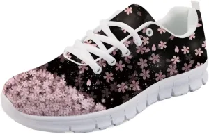Forchrinse Hawaiian Hibiscus Leaves Lightweight Running Shoes Non Slip Soft Walking Shoes Casual Athletic Shoes