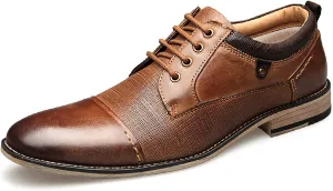 Formal Men's Dress Leather Shoes for Men Casual Slip On Moccasins Leather Lightweight Driving Shoes Business Shoes,Brown,US8