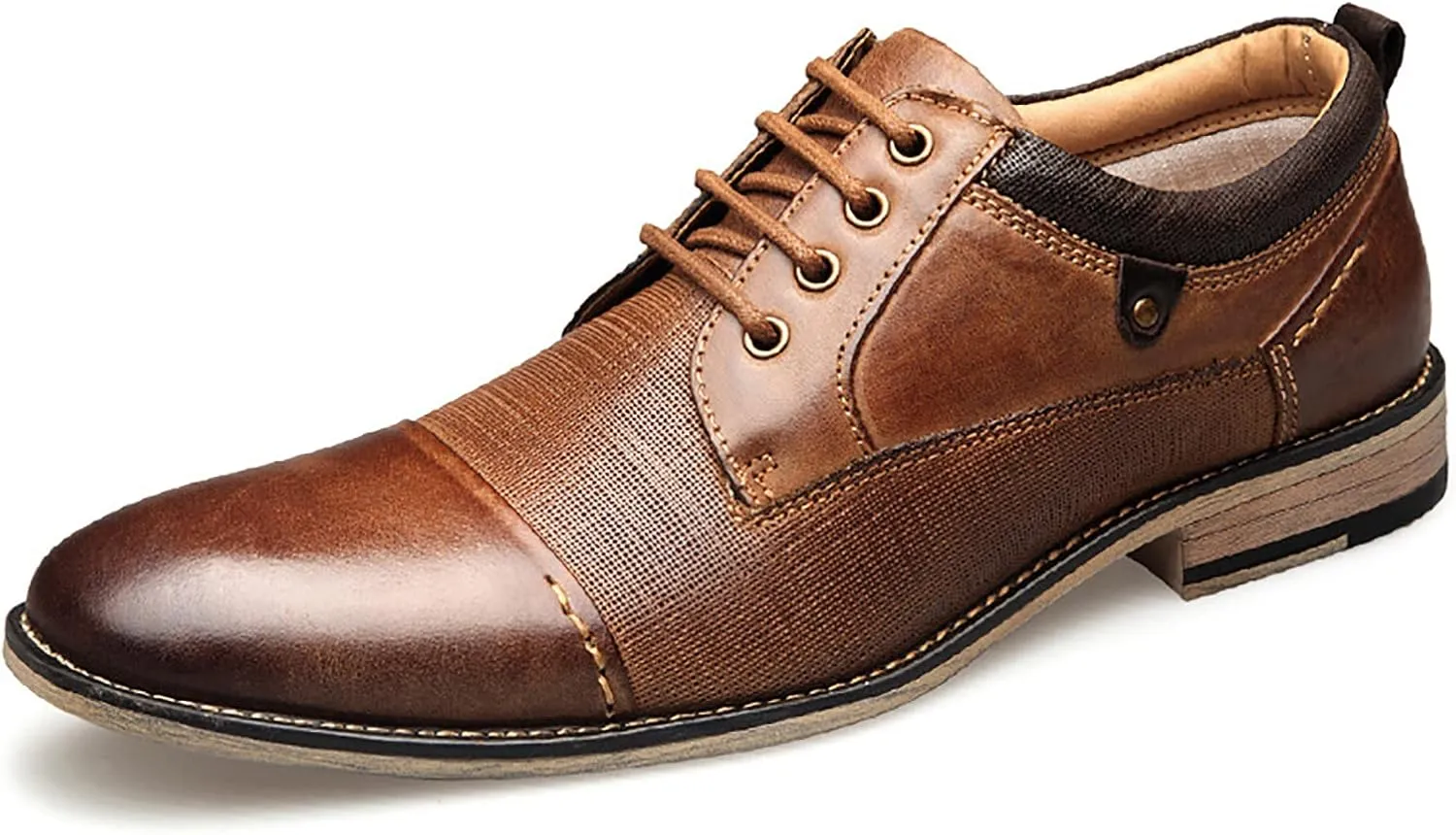 Formal Men's Dress Leather Shoes for Men Casual Slip On Moccasins Leather Lightweight Driving Shoes Business Shoes,Brown,US8
