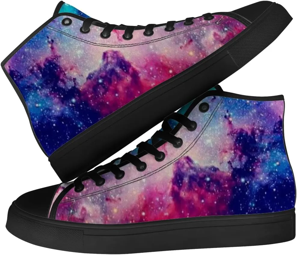 Galaxy High Top Canvas Shoes High Top Sneakers Lace Up Casual Shoes Gifts for Men Women