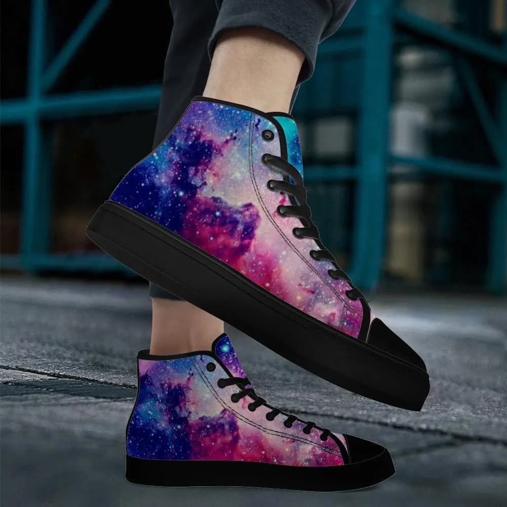 Galaxy High Top Canvas Shoes High Top Sneakers Lace Up Casual Shoes Gifts for Men Women