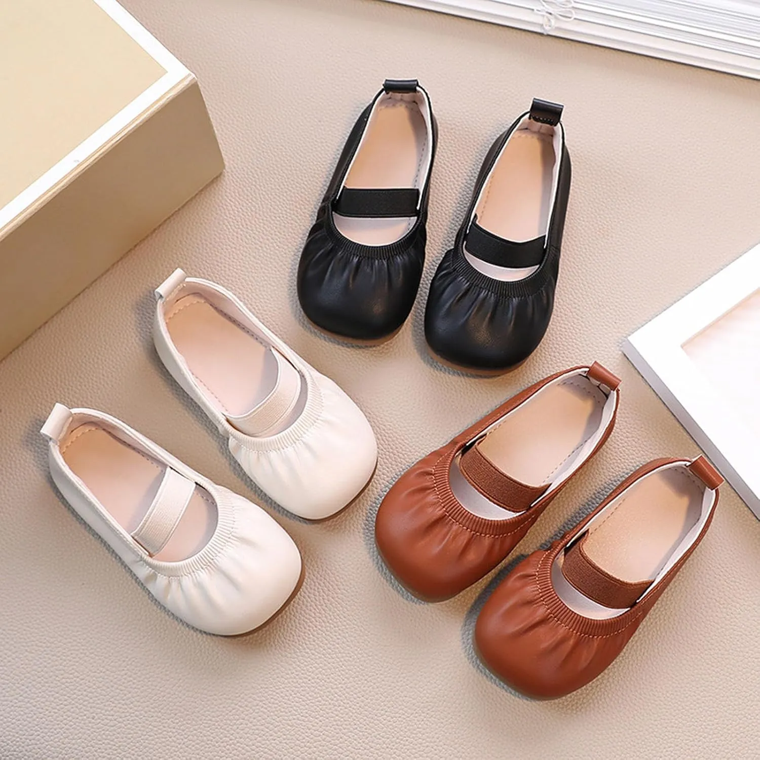 Girl Dress Shoes Square Toe Ballet Flats for Girls Toddler Flower Girl Dress Shoes for Party School Wedding Casual Shoes