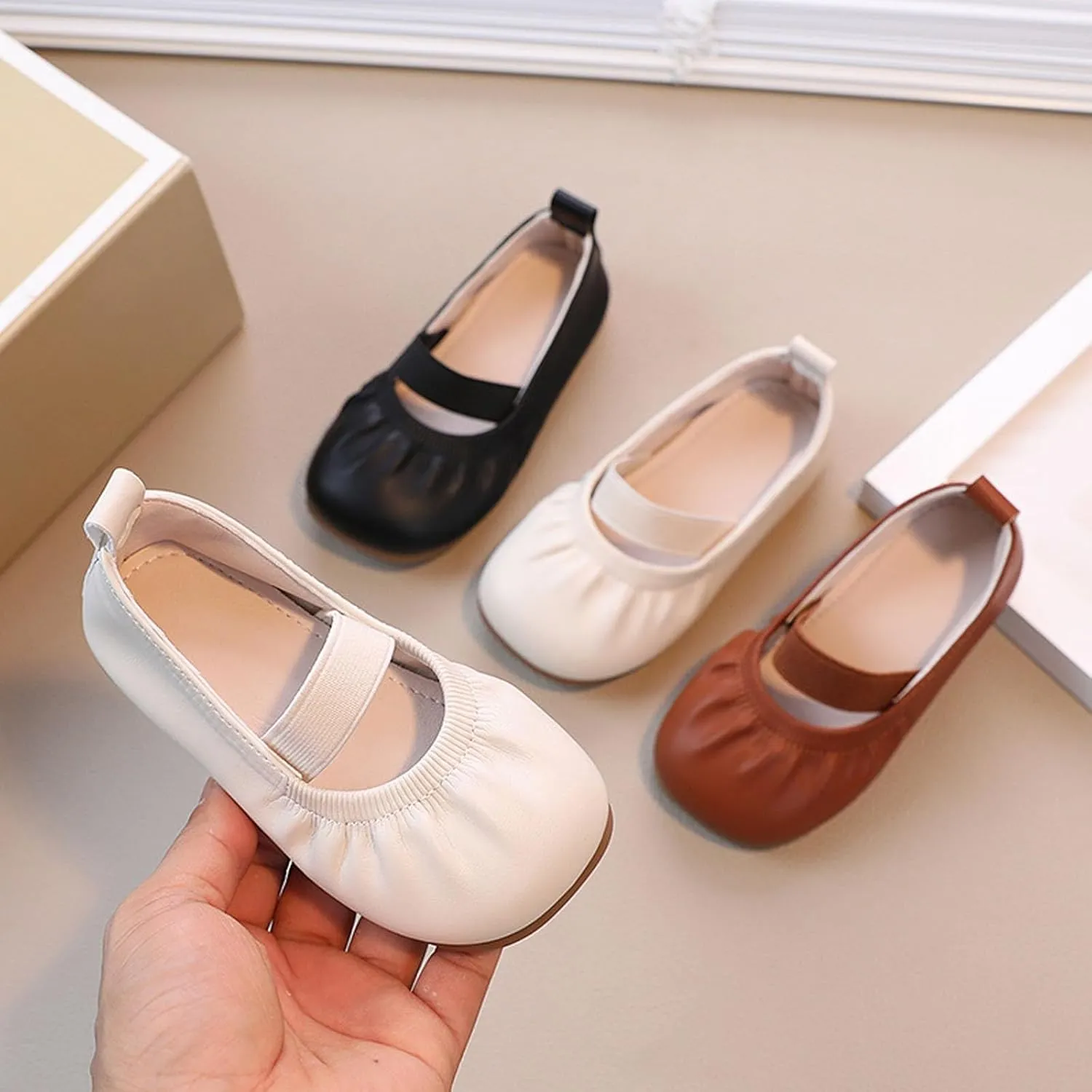 Girl Dress Shoes Square Toe Ballet Flats for Girls Toddler Flower Girl Dress Shoes for Party School Wedding Casual Shoes