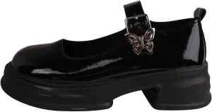 Girls Chunky Mary Jane Platform Shoes Dress Chunky Heels Leather Loafers for Girl Uniform P𝐚tent Pumps Slip On Shoes