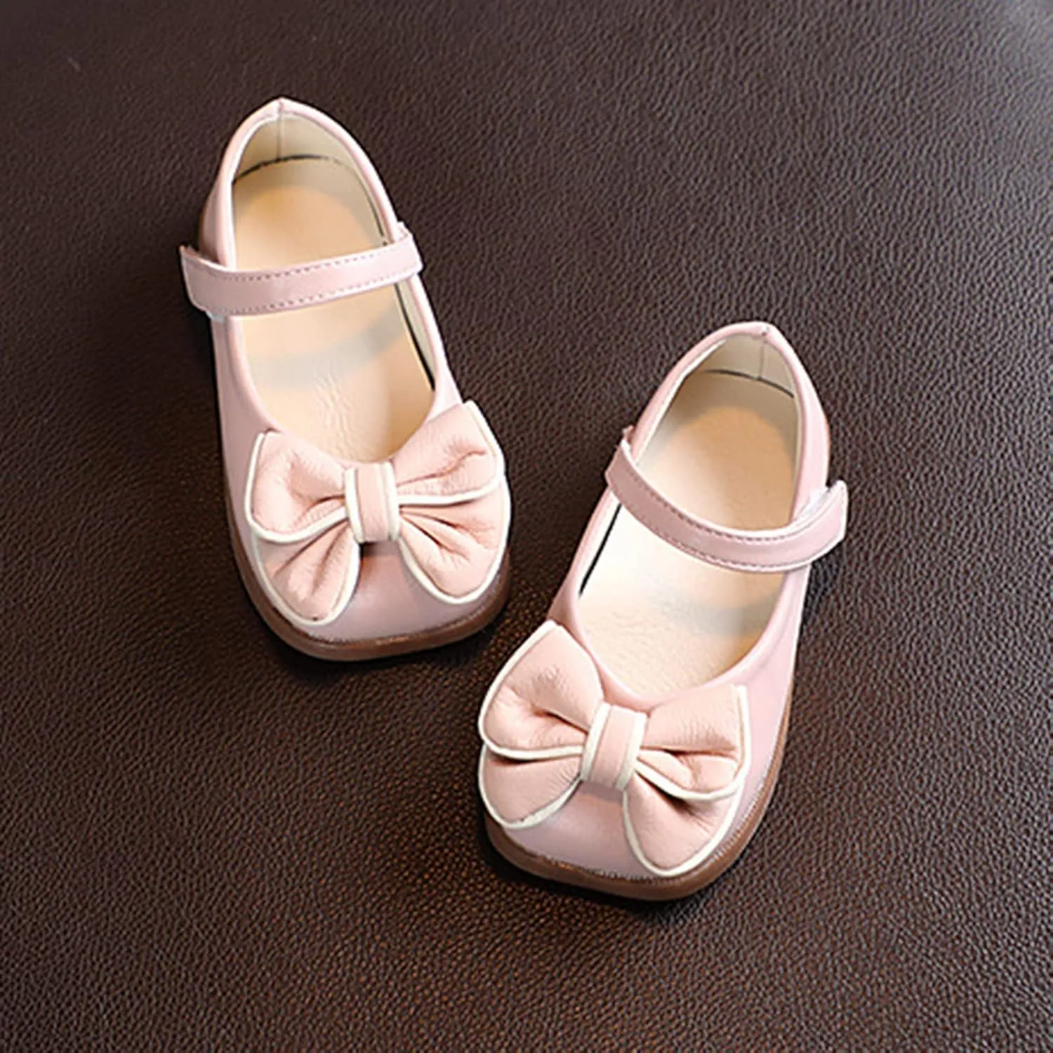 Girls Dress Shoes with Bow Toddler Flower Girls Shoes Mary Jane Flats for Party School Wedding Shoes