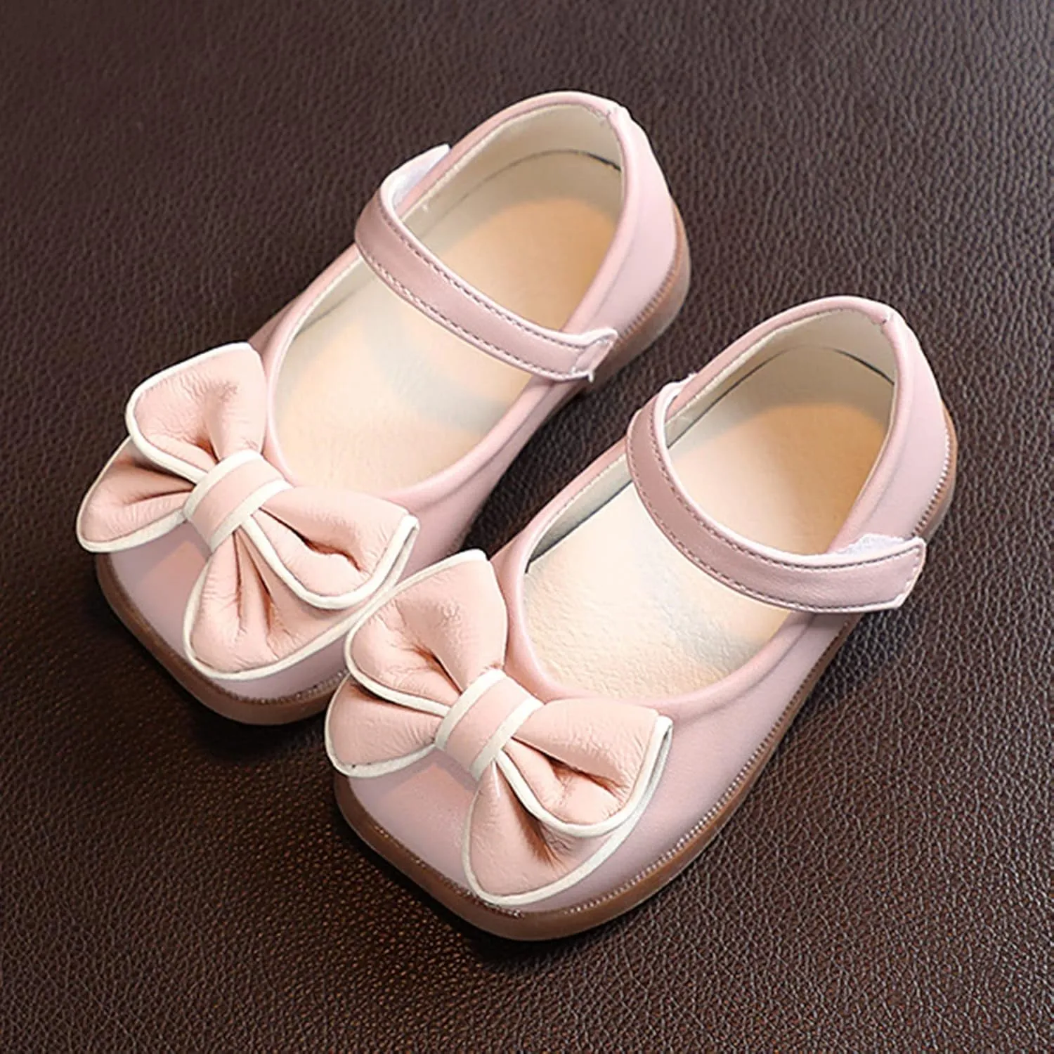 Girls Dress Shoes with Bow Toddler Flower Girls Shoes Mary Jane Flats for Party School Wedding Shoes