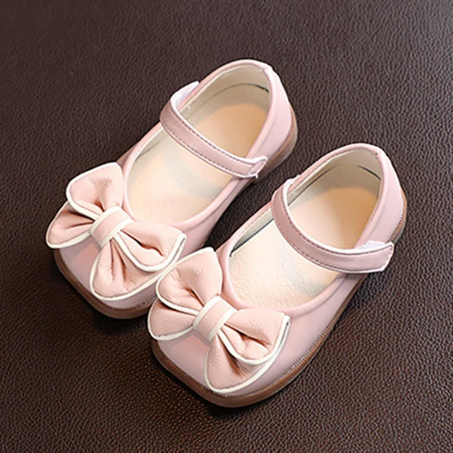 Girls Dress Shoes with Bow Toddler Flower Girls Shoes Mary Jane Flats for Party School Wedding Shoes