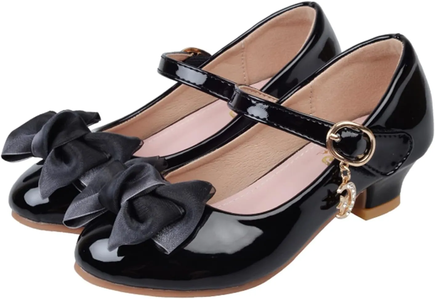 Girls Mary Jane Dress Shoes Bows Flower Girl Wedding School Low Heels Toddler Little Kids Pump Shoes
