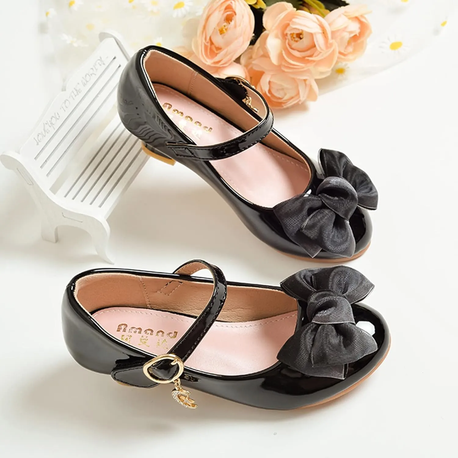 Girls Mary Jane Dress Shoes Bows Flower Girl Wedding School Low Heels Toddler Little Kids Pump Shoes