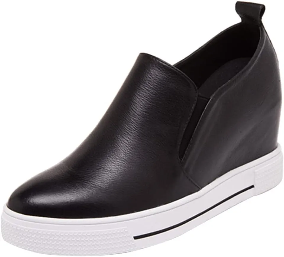 Hidden Wedge Sneakers for Women Slip on, Fashion High Heel Low Top Canvas Shoes Casual Platform Loafers