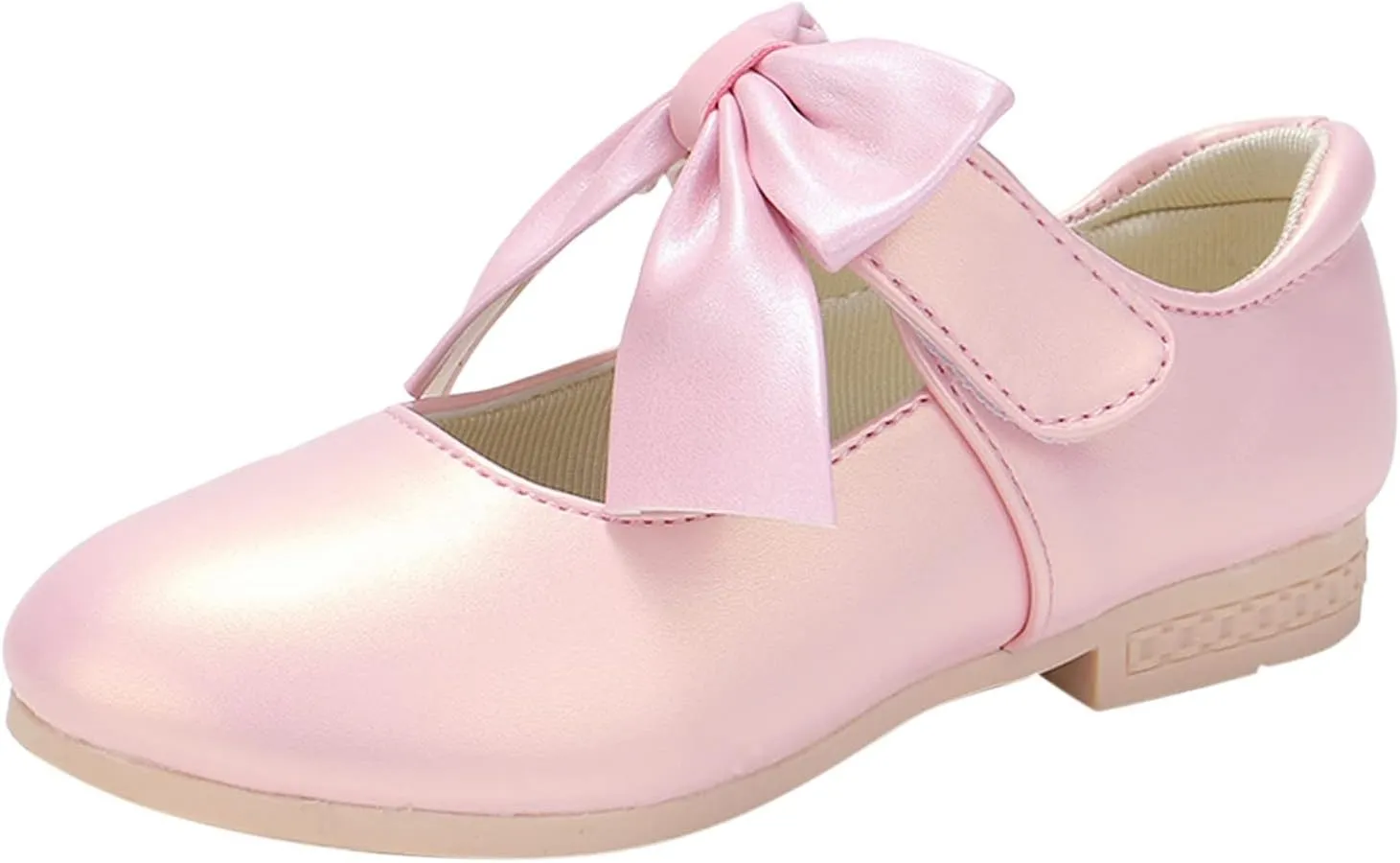 Kids Ballet Shoes Flower Girls Mary Jane Flats with Bow Dress Shoes Party Wedding Church Shoes for Toddler Girl