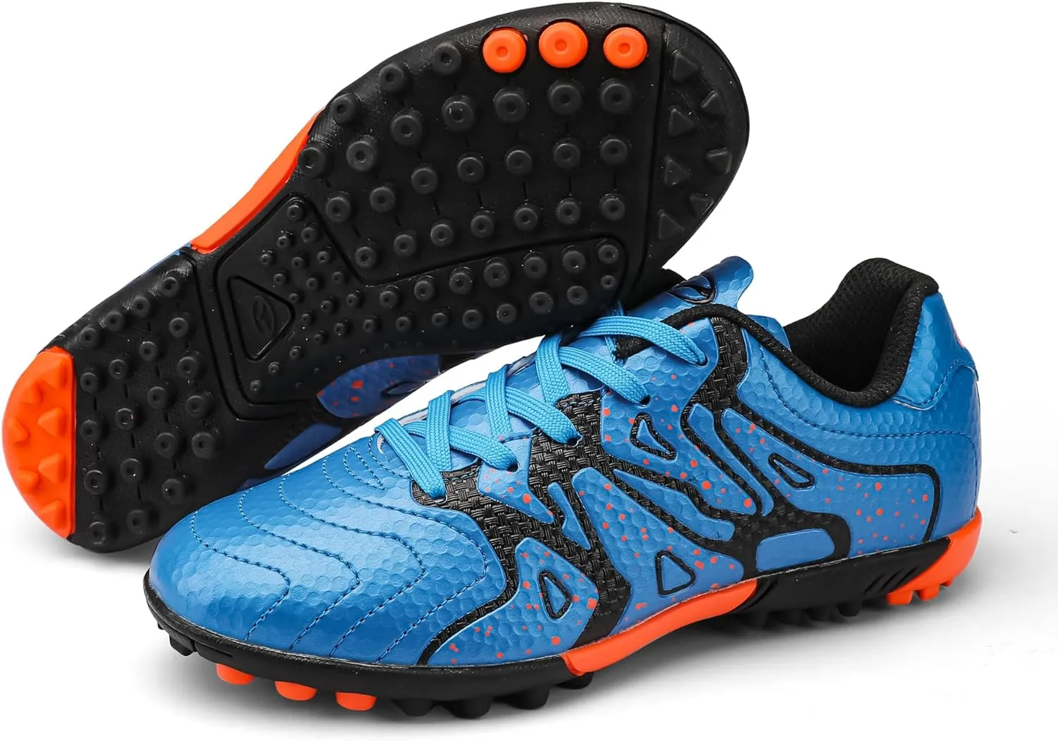Kids Indoor Soccer Shoes Athletic Outdoor Turf Soccer Cleats Lace Up for Boys Girls