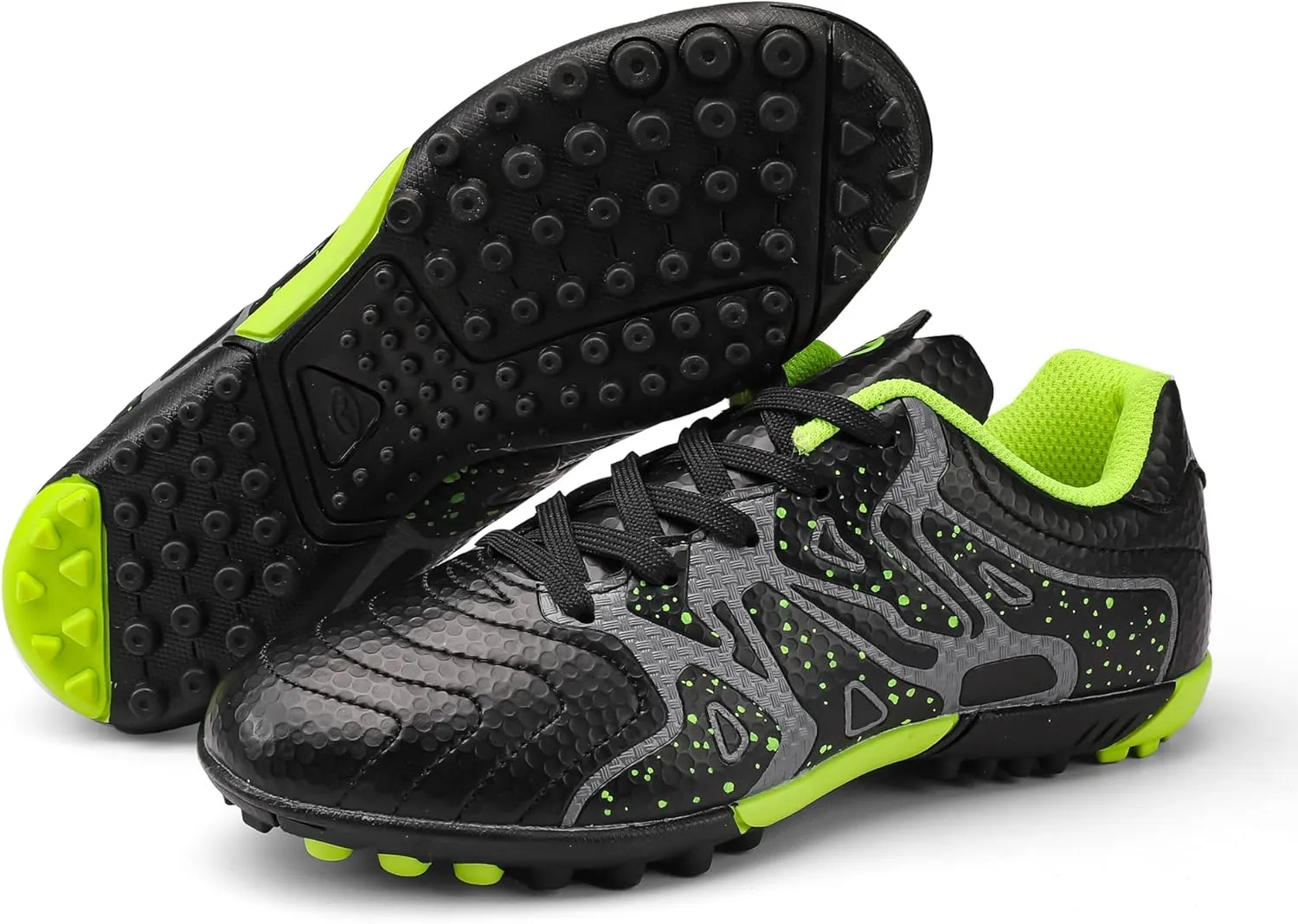 Kids Indoor Soccer Shoes Athletic Outdoor Turf Soccer Cleats Lace Up for Boys Girls