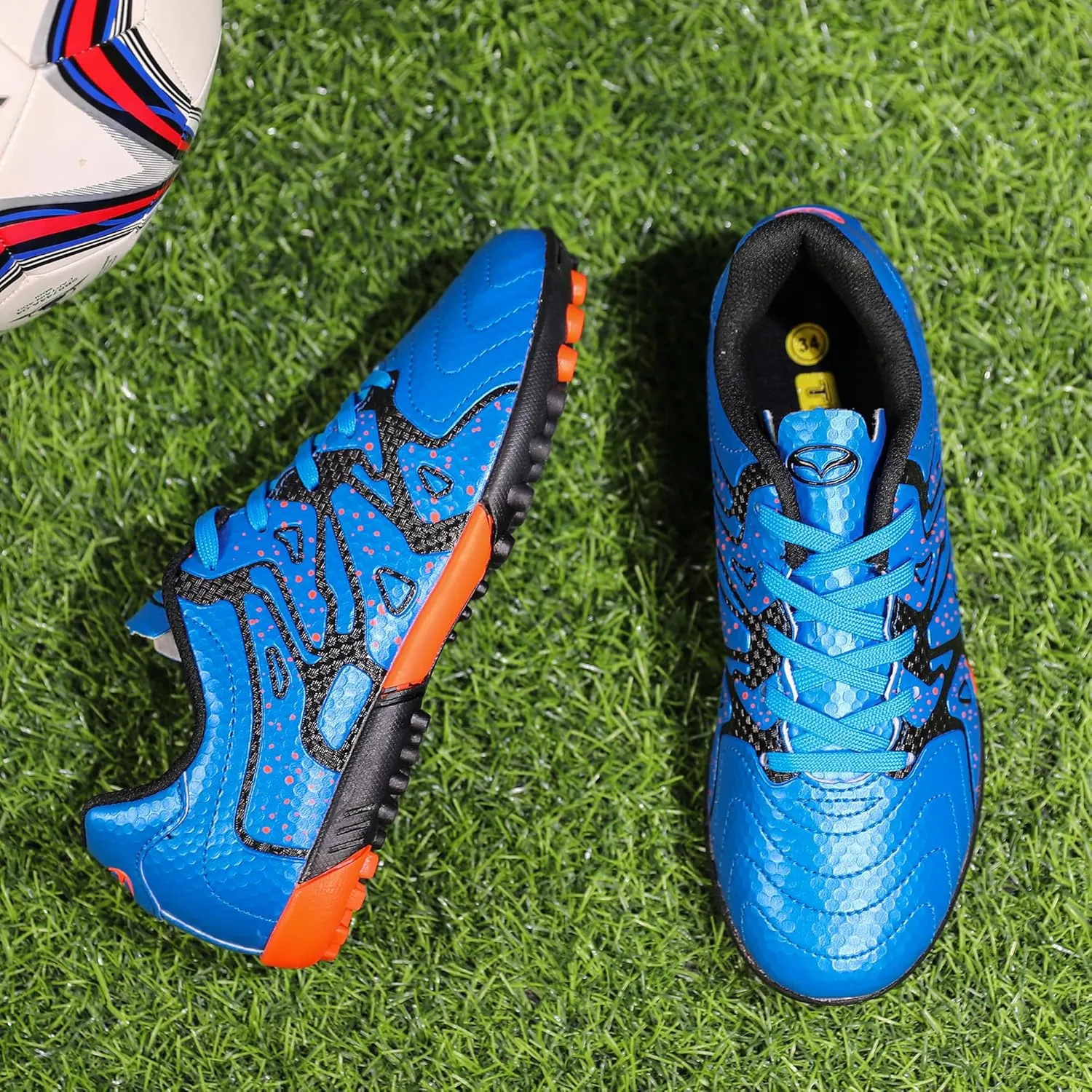 Kids Indoor Soccer Shoes Athletic Outdoor Turf Soccer Cleats Lace Up for Boys Girls