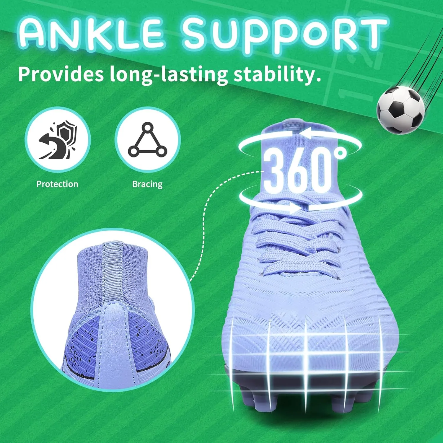 Kids Soccer Cleats Boys Football Cleats Girls Turf Soccer Shoes AG/FG