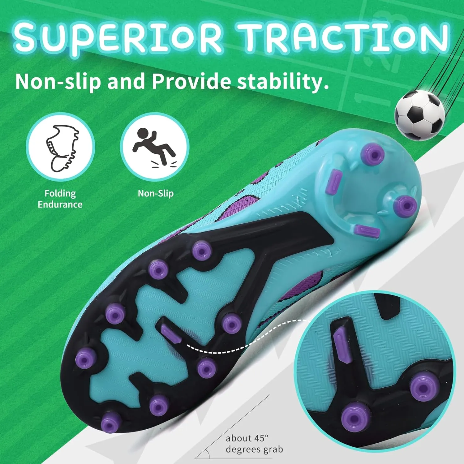 Kids Soccer Cleats Boys Football Cleats Girls Turf Soccer Shoes AG/FG