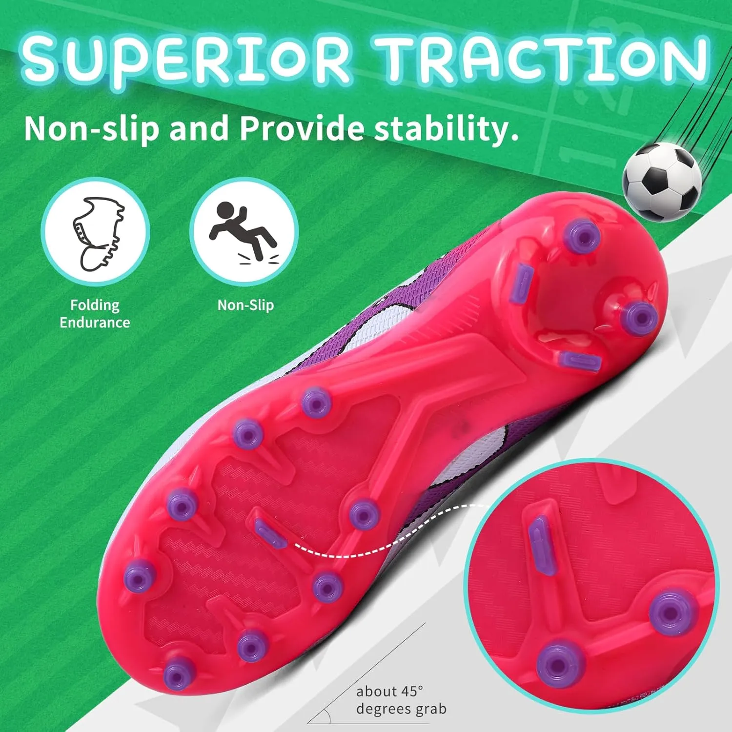 Kids Soccer Cleats Boys Football Cleats Girls Turf Soccer Shoes AG/FG
