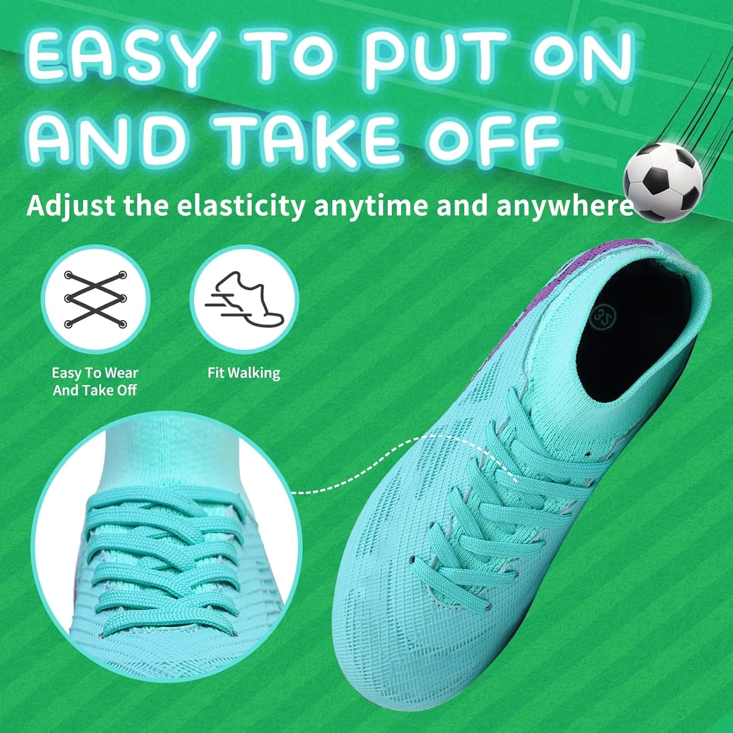 Kids Soccer Cleats Boys Football Cleats Girls Turf Soccer Shoes AG/FG