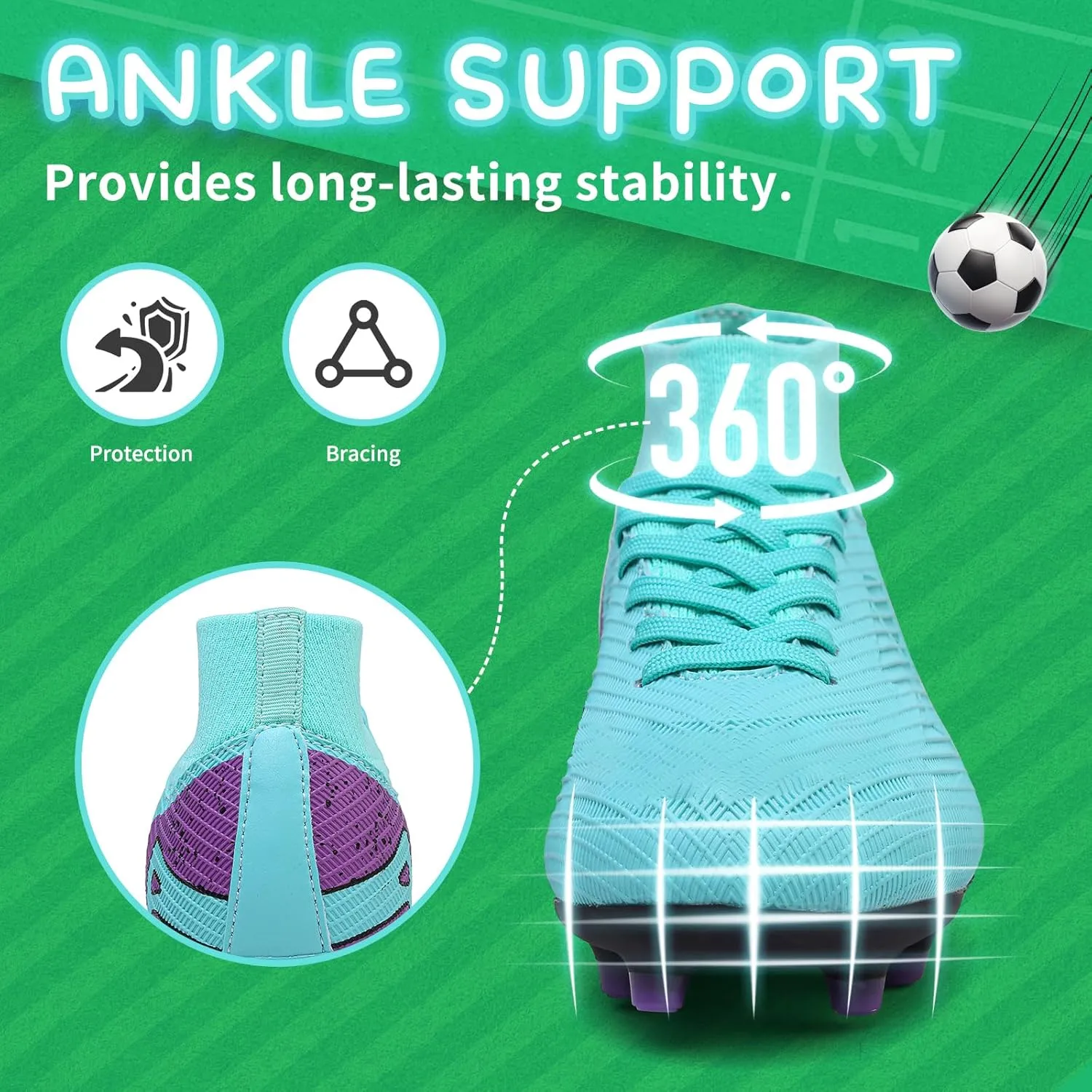 Kids Soccer Cleats Boys Football Cleats Girls Turf Soccer Shoes AG/FG