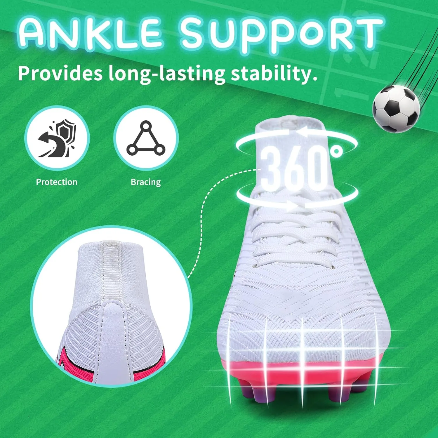 Kids Soccer Cleats Boys Football Cleats Girls Turf Soccer Shoes AG/FG